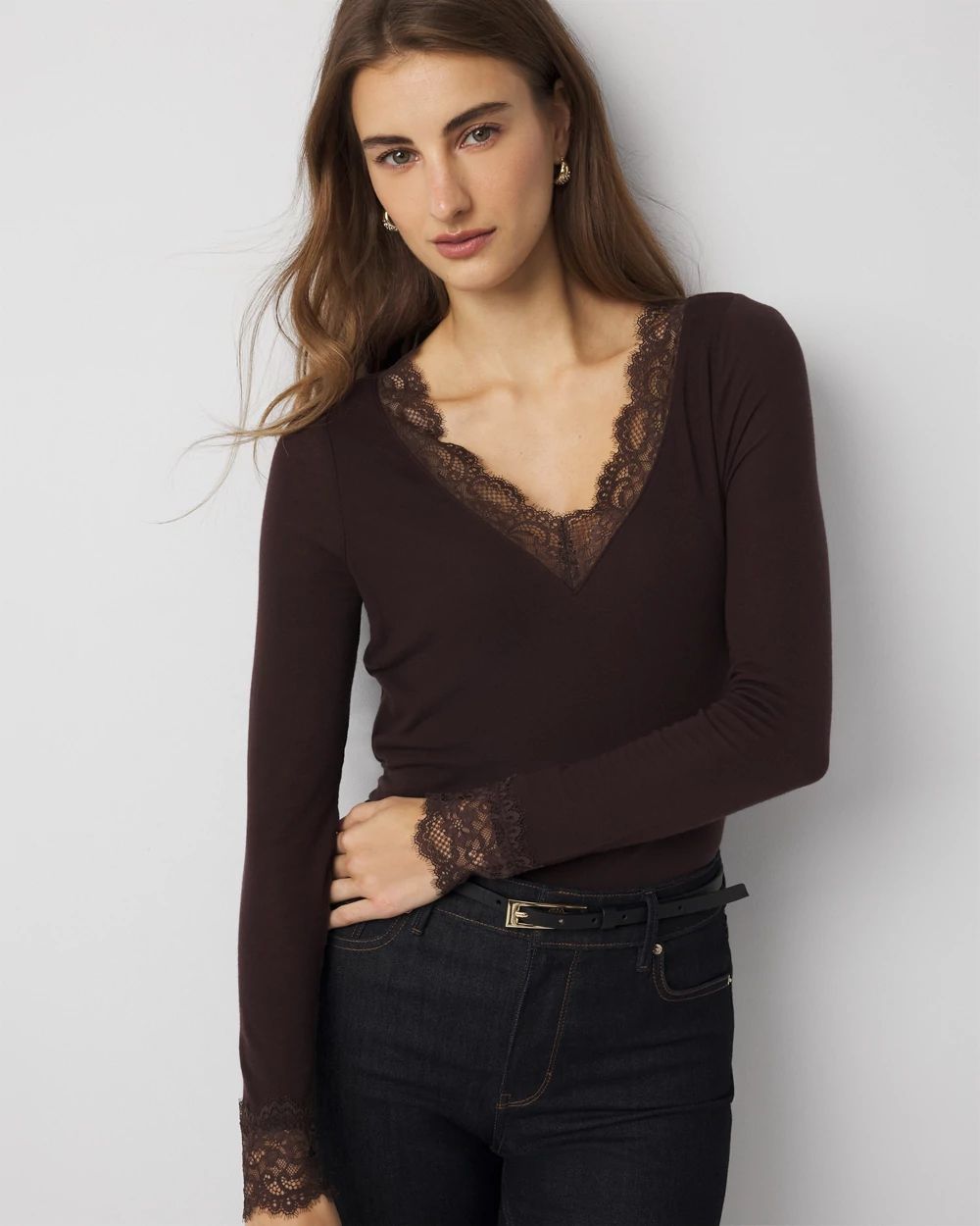 Frame The Lace Sleeve Tee in White